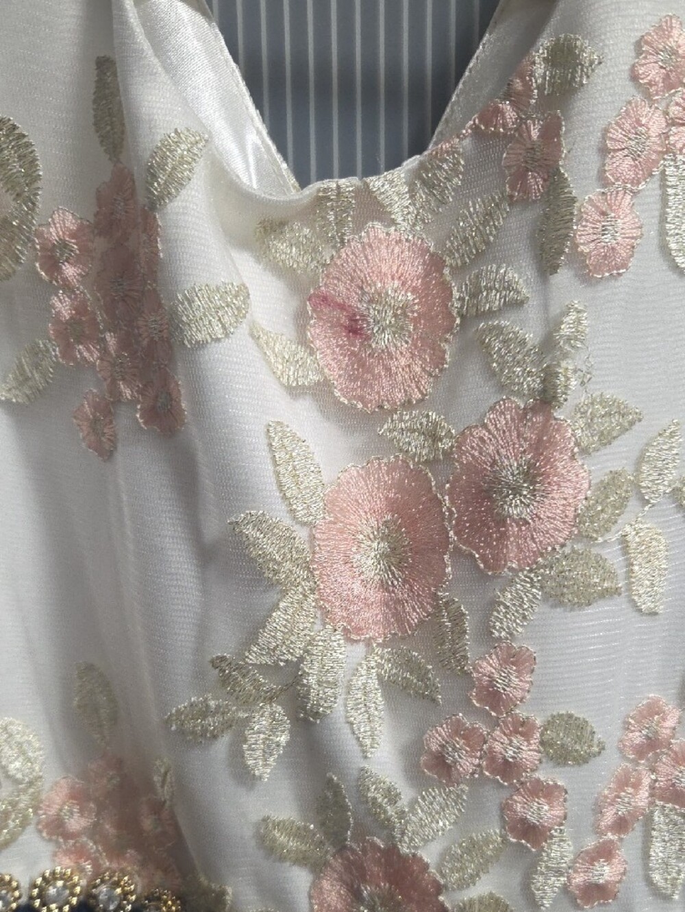 American Princess Navy Tulle Dress with Blush Floral Bodice - Picture 3 of 5